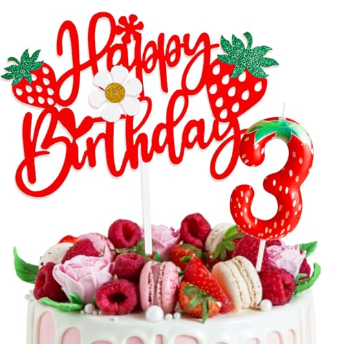 Decorazioni torta compleanno strawberry con happy birthday decorazioni torta e candeline compleanno