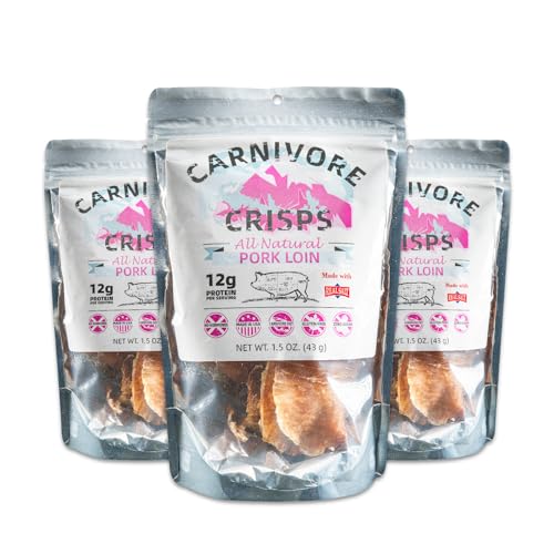 Carnivore Crisps, Pork Loin Crisps, High Protein, Keto & Carnivore Diet Approved, Gluten-Free, No Hormones, 1.5 oz (Pack of 3)