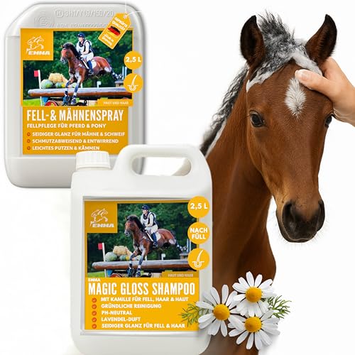 Spray para crines para caballos y caballos, champú de manzanilla, juego de cuidado de caballos, 2 x 2,5 ml, champú para caballos, niñas, regalo, champú para perros contra el olor para piel irritada
