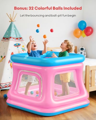 Image of QPAU 3-in-1 Inflatable Bounce House with Pump for Toddlers 1-3