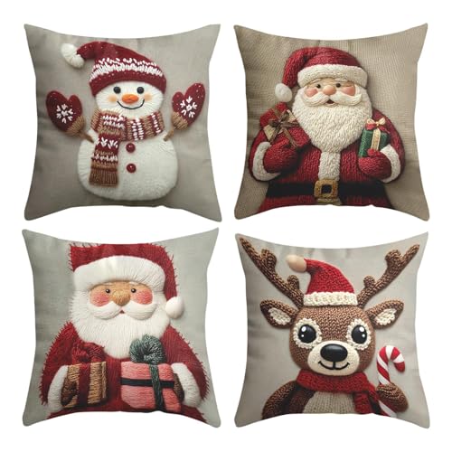 Genérico Fundas de almohada de Navidad | 4 Piezas Decoraciones De Navidad Con Cremallera Invisible | 17.7 X 17.7 Pulgadas Gotas De Almohada | Para El Hogar Salón De Fiesta De La