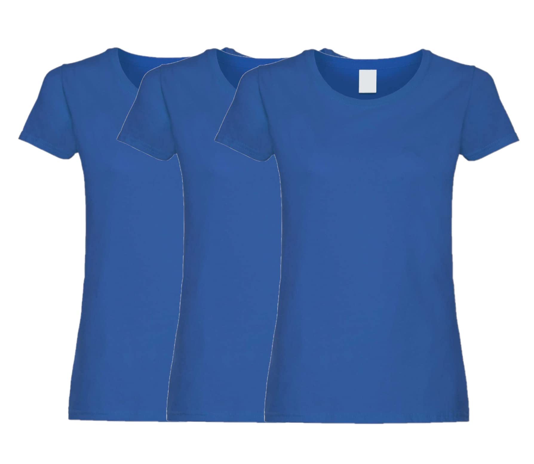 COOZO Ladies Original Pack of 3 Short Sleeve T-Shirts - Royal Blue - 2XL