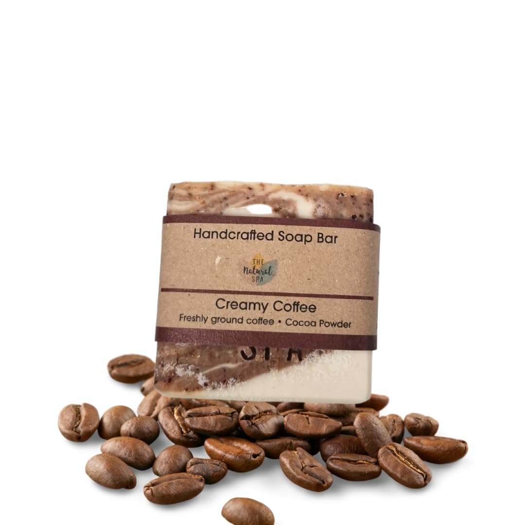 Creamy Coffee Handcrafted Soap Bar, Moisturising Vegan Soap, Natural Exfoliating Soap with Cocoa Butter & Almond Oil