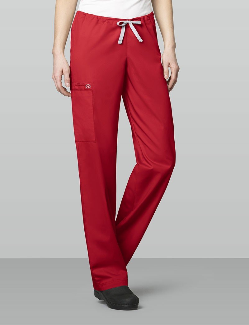 Wink WonderWORK Unisex Drawstring Cargo Scrub Pant — Red by Amazon
