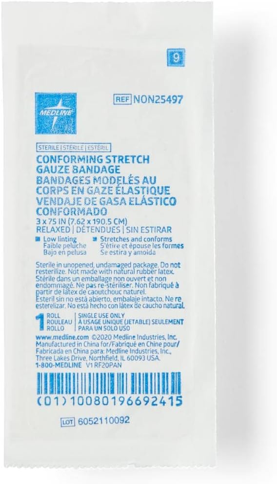 Medline NON25497HH Bandage, Gauze, Sof-Form, 3" x 75, Stroll, Lf