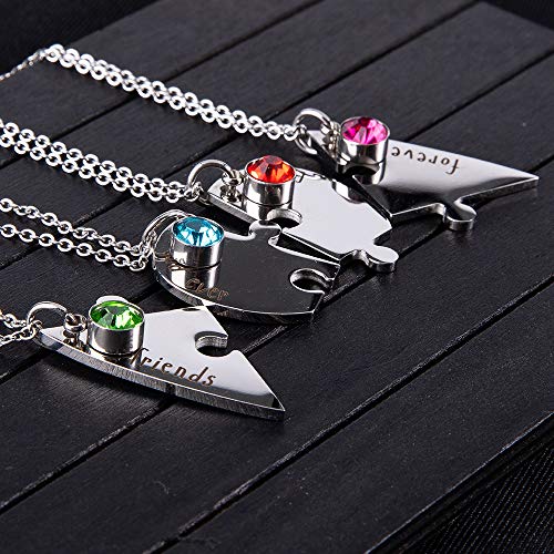 Personalized Matching Heart Puzzles Pieces Custom Name Birthstone Friendship Necklaces for Best Friends of 43