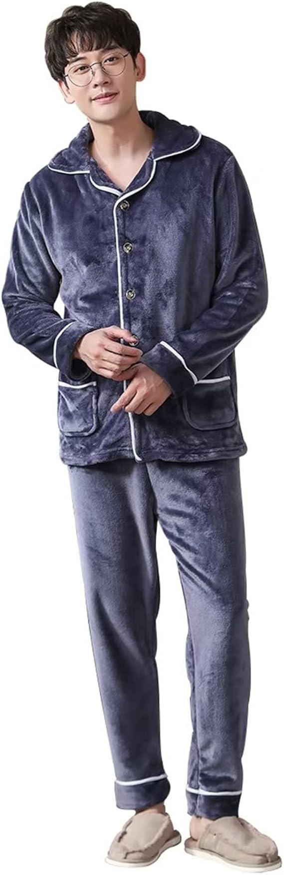 Amazon パジャマ メンズ ルームウェア 部屋着 長袖 裏起毛 冬 上下セット 柔らかい ゆったり 肌触り 暖かい グレー 厚手 パジャマ 通販