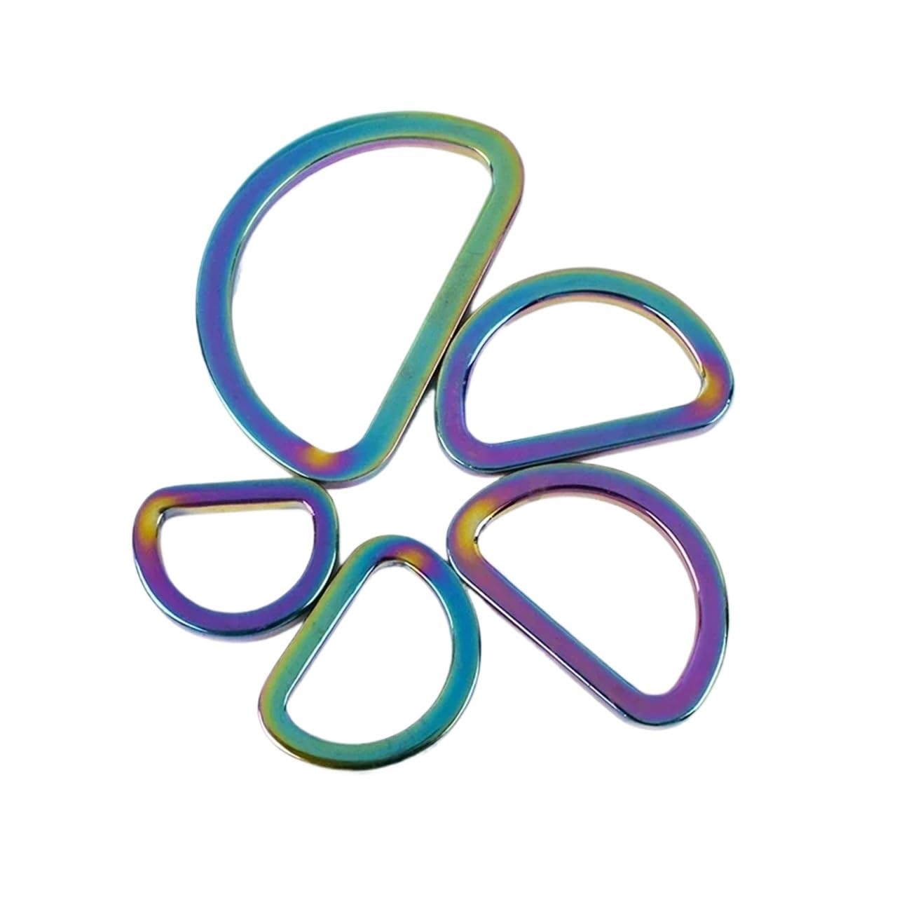 PVUVTNAHW 50Pcs 16-38mm D Rings Metal Buckles For Bag Strap Belt Loops Handbag Webbing Clasp Connector Leather Hook(Multi-colored,32mm)