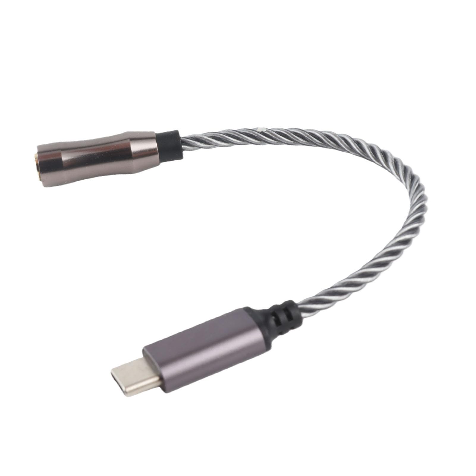 AMONIDA Adattatore Amplificatore per Cuffie da Tipo C a 3,5 Mm Qualità Premium per gli Amanti della Musica Costruzione Placcata Argento da 15 Cm (Grigio freddo)