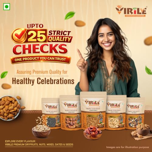 Image of VIRILE Premium Mixed Dry Fruits Pack - 400 Gm (Pack of 2) | Nutritious Snack with Almonds, Cashews, Raisins & Cranberries & Many More | Resealable Pack for Freshness