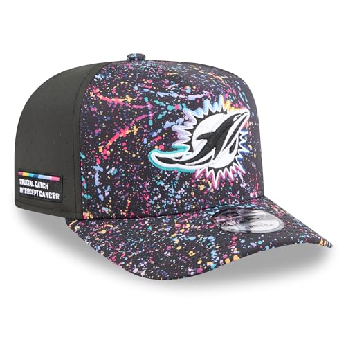 New Era Men's Black Miami Dolphins 2025 NFL Crucial Catch A-Frame 9FIFTY Snapback Hat