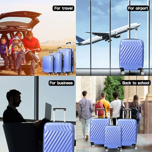 Hard Side Luggage, Lightweight Carry On Luggage with Hooks and Spinner Wheels 3 Piece ABS Luggage with Password Lock and Telescopic Rod for Business Travel Domestic Foreign Travel,Purple2