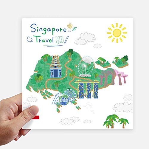 Stickers mapa Singapur 20cm DIYthinker impermeables pack 4 unidades para moto y pared 2