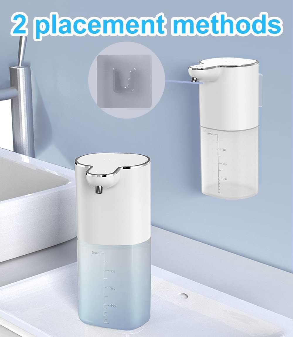 Automatische zeepdispenser, 400 ml, wandbevestiging met sensor, 4 instelbare standen, USB-oplaadbaar, IPX5 waterdicht, elektrische zeepdispenser voor keuken en badkamer (schuimtype Automatische zeepdispenser, 400 ml, wandbevestiging met sensor, 4 instelbare standen, USB-oplaadbaar, IPX5 waterdicht, elektrische zeepdispenser voor keuken en badkamer (schuimtype