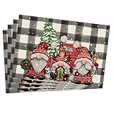 Weihnachten Tischsets 4er Set, rutschfeste Platzsets 45x30cm, Abwaschbare Tischdeko für Weihnachten, Weihnatliche Tisch Deco für Küche, Esstisch & Feiern