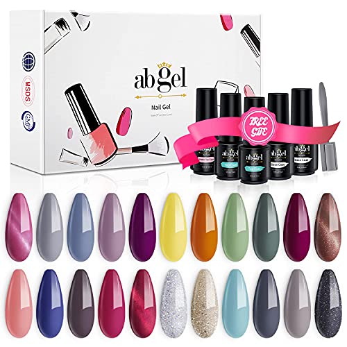 ab gel 22 UV Gel Nagellack, Glitter UV Nagellack Set, Pastell Gel Nagellack mit mattem Top Coat Nagellack Nail Art