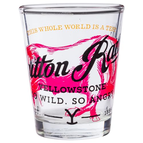 Image of Silver Buffalo Yellowstone Dutton Ranch 4 Pack Mini Glass Set, 1.5 Ounces