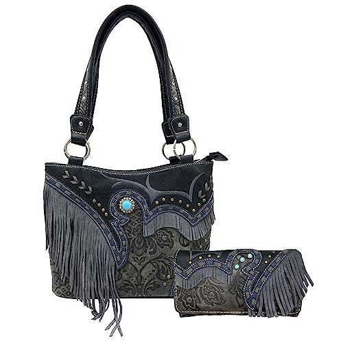 Bolso tote mujer Zelris con billetera turquesa miniatura 1
