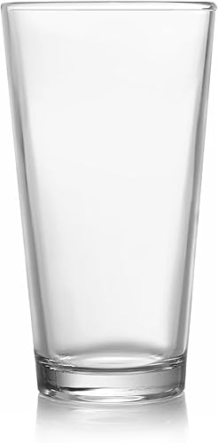 Ruthy's Outlet Juego de 4 vasos de vidrio de 14 onzas, cristalería básica para enfriar, ideal para agua, jugo, cócteles, té helado y mucho más. Apto