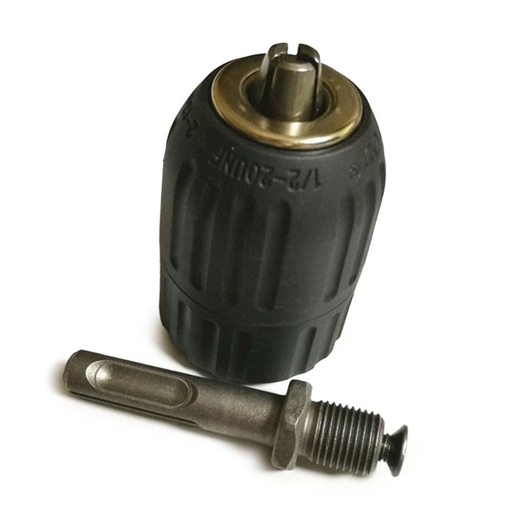 Adattatore per mandrino autoserrante SDS Plus a 1/2-20 UNF, campo di serraggio a 3 griffe da 2-13 mm con bloccaggio brevettato per martelli perforatori da 1050 W+, struttura HSS