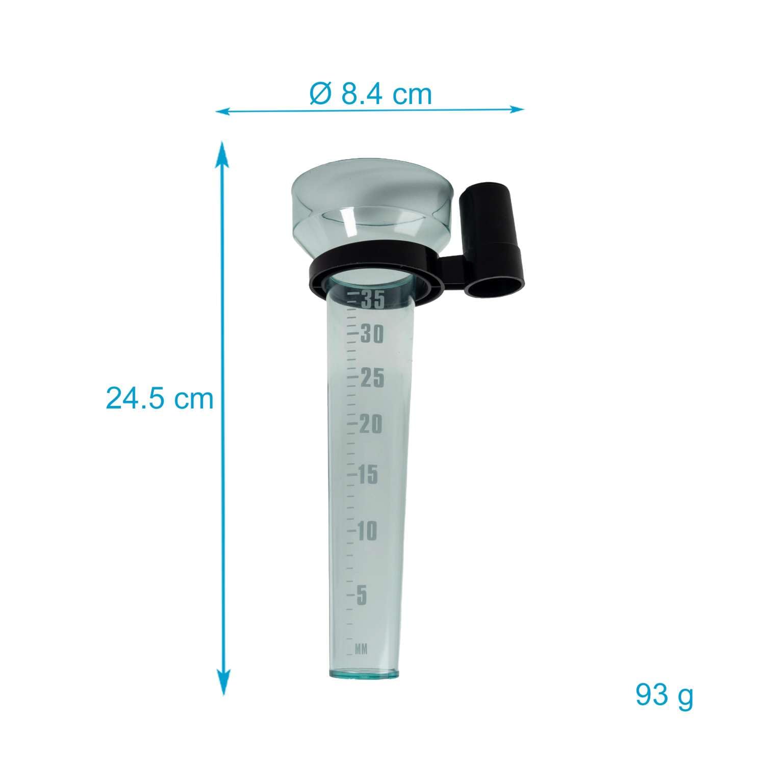 Intirilife Przezroczysty Pluwiometr z Uchwytem 35 mm/m² - 24.5 x 8.4 cm - Miernik Deszczu do Ogrodu z Dużym Wyświetlaczem