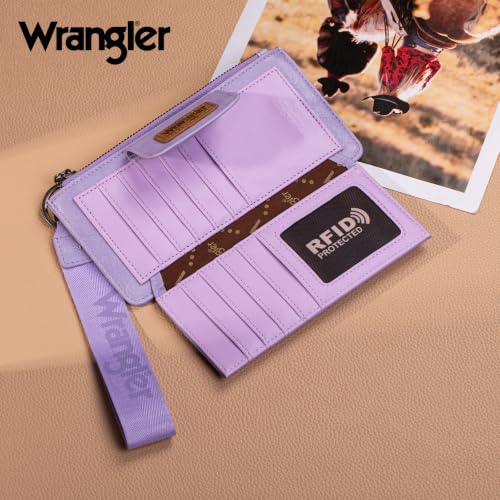 Image of Montana West X Wrangler Wallet for Women Ladies Female Card Cases & Money Organizers Wristlet with Wallet Large Clutch with Coin Purse Smooth Zipper and Rfid Lining
