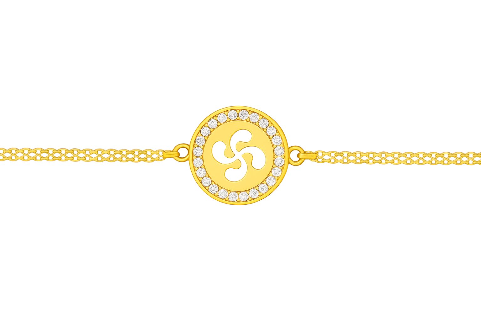 Bracelet Croix Basque en or 18k et zircon élégant