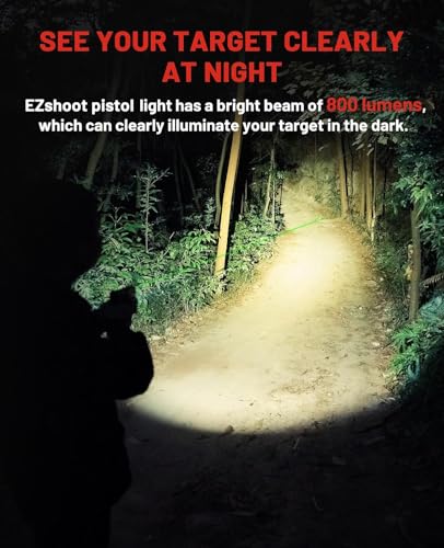 Image of EZshoot 800 Lumens Pistol Light Laser Combo Rechargeable, Pistol Flashlight with Slidable Rail Compatible with Glock and Picatinny Rail, Gun Light with Green Laser Beam, Desert Tan