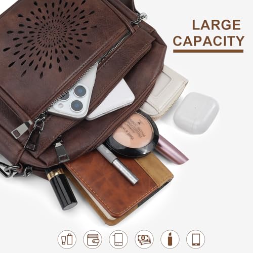 APHISON Crossbody Bags for Women Trendy, Leather Crossbody Purses Shoulder Handbags with Adjustable Guitar Strap3