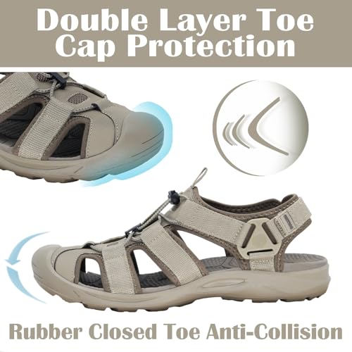 GRITION Mens Outdoor Hiking Sandals Summer Beach Closed Toe Water Sandal Waterproof Comfortable Fisherman Adventures Sport Athletic Walking Traveling Shoes Sandles2