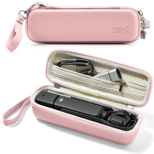 Linpr Hard Carrying Case for DJI Osmo Pocket 3 / Pocket 4 and Accessories Small Compact Portable Storage Bag with Wrist Strap & Two-Way Zipper (Pink Small)