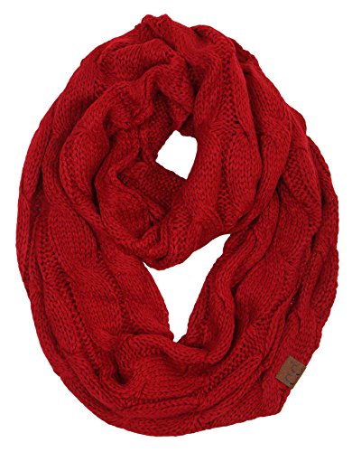 Funky Junque Infinity Scarf for Women – Oversized Wrap, Chunky Layer, Colorful Sweater Accessory, Winter Styles, Fall Fashion, Cozy Cold-Weather Essentials - Red