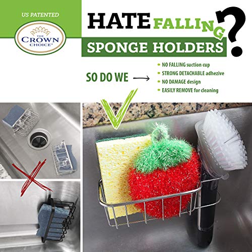 image for The Crown Choice 2-in-1 Sink Sponge Holder | in Sink Brush Caddy | Det