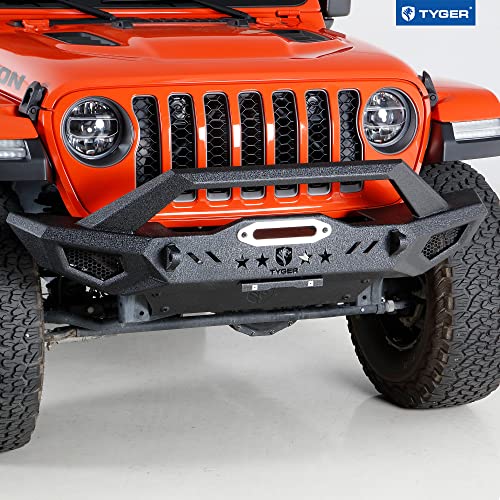 Tyger Auto Tg-Bp6J80068 Tyger Fury Front Bumper W/Skid Plate Winch Plate Compatible With 07-18 Jeep Wrangler Jk; 18-23 Wrangler Jl ; 2020-2023 Gladiator Jt | Textured Black #TOP4