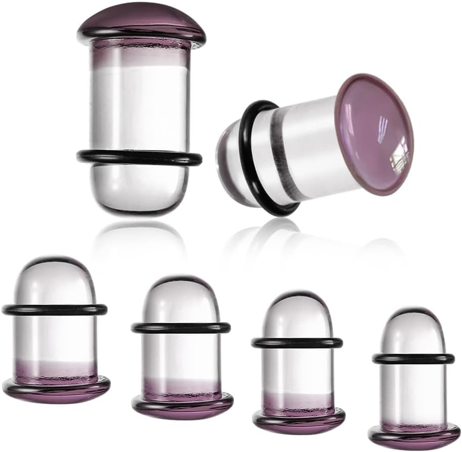 Casvort Unique 0.5mm Increments 14G-00g 11mm-16mm Comfy Pain-free Single Flare Glass Dead Stretching Plugs, Inbetween Sizes Body Piercing Tapers, Pierced Ear Lobe Stretching Kits.