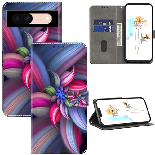 Étui portefeuille Google Pixel 8A ALILANG avec porte-cartes à motif fleurs