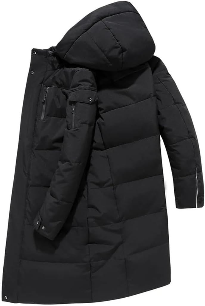 Men's Thick Winter Long White Duck Down Parkas Coats Hooded Warm Windproof Large Size Puffer Jacket