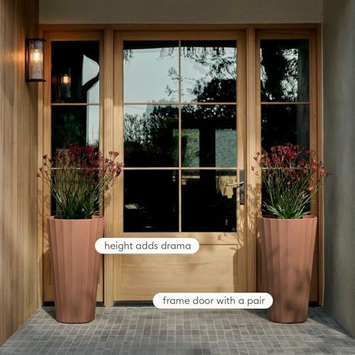 Image of Veradek Column Series Tall Planter - Tapered Outdoor Planter with Shelf