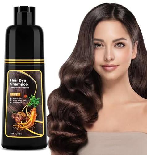 Dark Brown Hair Dye Shampoo - Natural Nutrition for Gray Hair Coverage, 3 in 1 Shampoo for women, Semi Permanent Hair Color for Instant, Lasts 30 Days/Natural herbal Ingredients, 150 ML/5.07 OZ