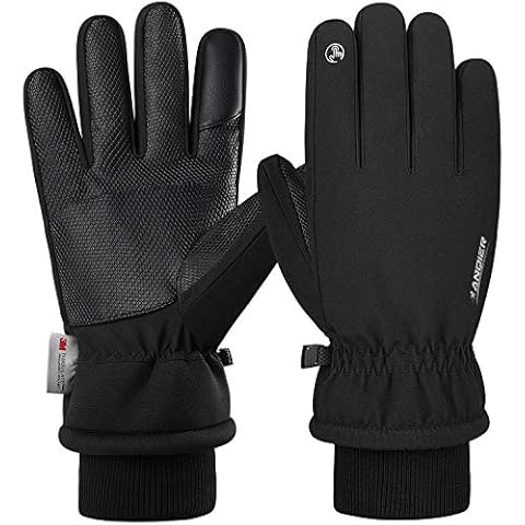 Anqier Winter Gloves,-15°F Cold Proof Thermal 3M Thinsulate Warm Touchscreen Cold Weather Gloves Men Women for Smartphone Texting Cycling Riding Running Skiing Outdoor Sports (Large, Black) Cover