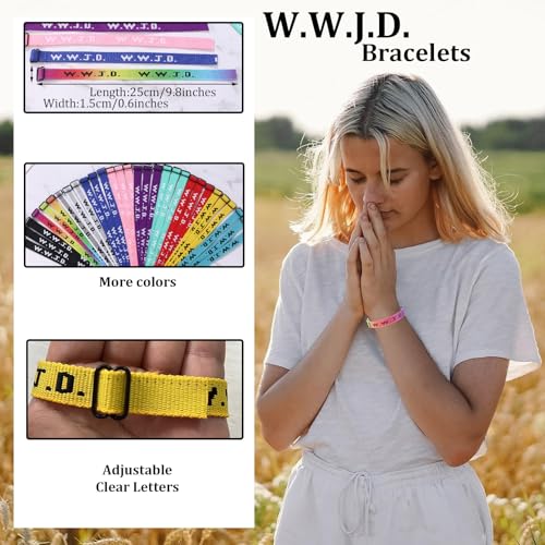 WAINIS 30 PCS WWJD Webbing Bracelets What Wound Jesus Do Bracelet Inspirational Christian Bracelets for Women Men Adjustable Religious Woven WWJD Wristbands for Fundraisers2