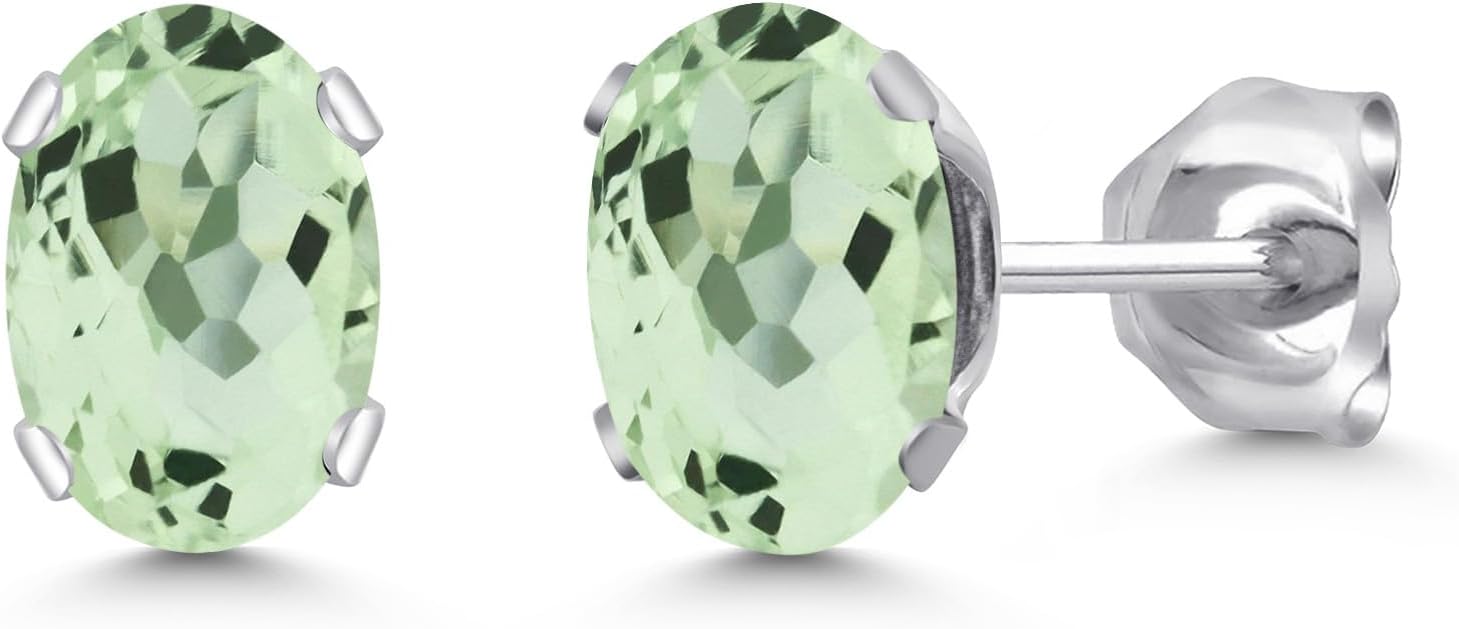 Gem Stone King Oval 7X5MM Gemstone Birthstone Stud Earrings For Women Men