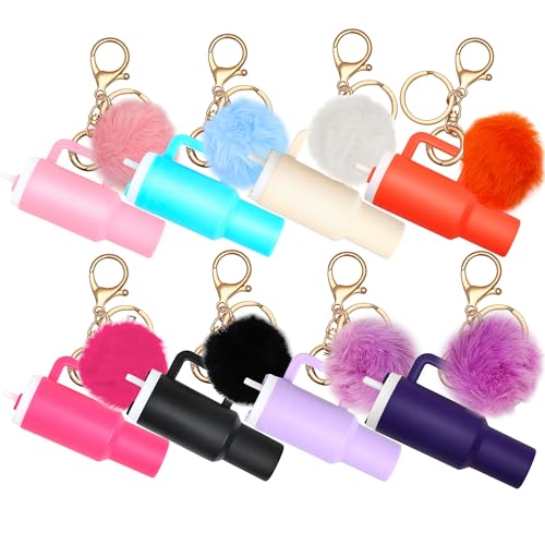 Image of 8pcs or 12pcs Mini Tumbler Keychain for Stanley Cup Cute Chapstick Holder Key Chain Charms Backpack for Women Girls