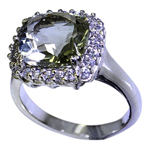 Bague améthyste verte naturelle argent 925 pierre fine ajustable toutes tailles pour femme