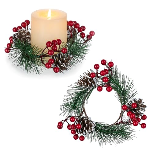 Weihnachten Kranz Kerzen Adventskranz Deko: Blosmon 2 Stücks Mini...