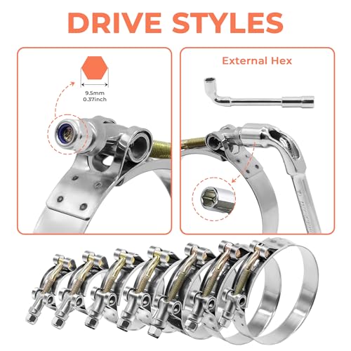 Wysiwyka 14PCS 7 SIZES 32-91MM 14 Pcs 7 Sizes T-Bolt Hose Clamps thumb #3
