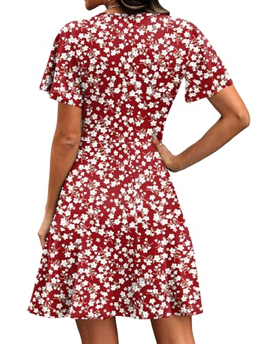Image of RUMIA Women Casual Dresses Wrap V Neck Dress A-Line Summer Sundress Fashion