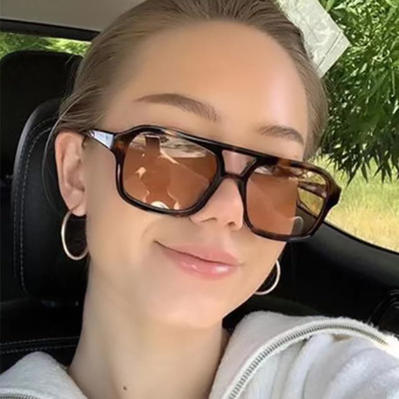 Kursan Retro Square Aviator Sunglasses for Women Men Vintage Trendy Rectangle 70s Sun Glasses3