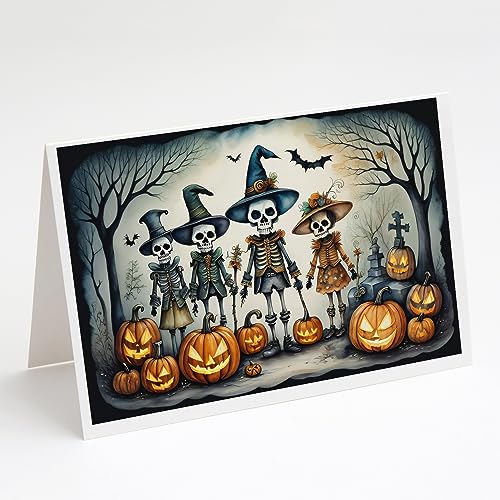 Caroline's Treasures DAC2226GCA7P Calacas Skeletons Spooky Halloween Greeting Cards and Envelopes Pack of 8 Blank Cards with Envelopes Whimsical A7 Size 5x7 Blank Greeting Cards