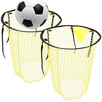 2 Stück Fußballtor Zielnetz, 45x60cm Fussballtor Torwand Fussball Ziel mit Rahmen Tasche, Fussballtore für Garten Kinder, Fußballtor Zubehör Fußball Zubehör für Fussball Training, Gelb